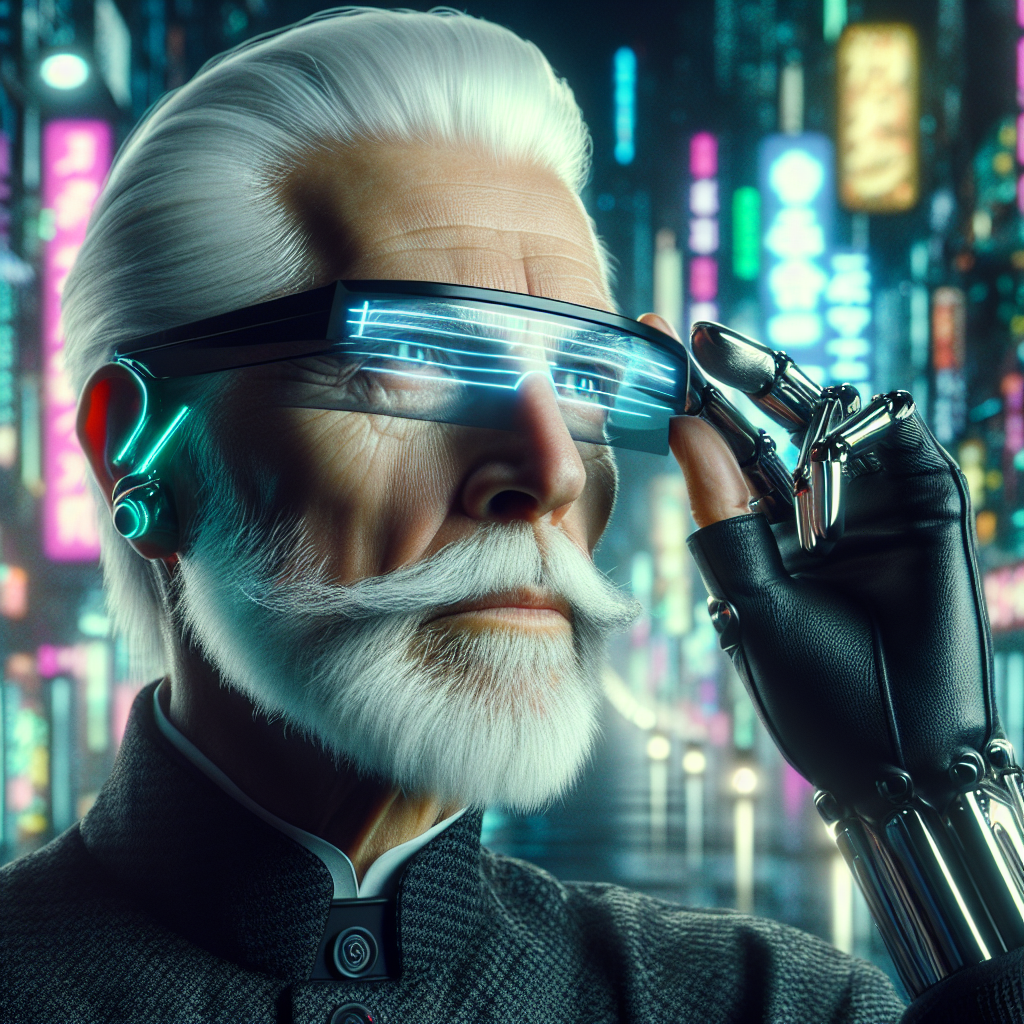 Cyberpunk fashion, old man (fashion, oldman, cyberpunk, aiart)