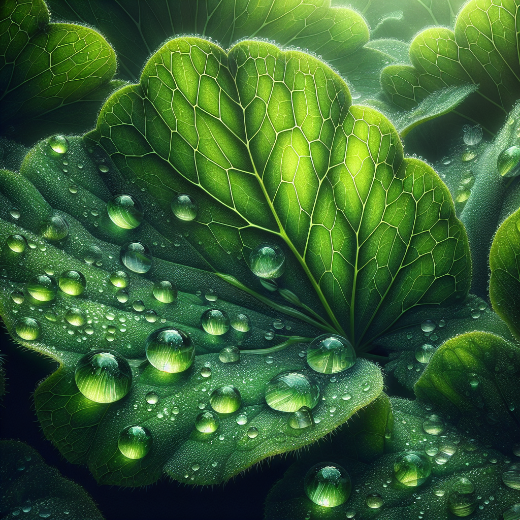 Leaf, dew, water drops (leaf, waterdrop, aiart)