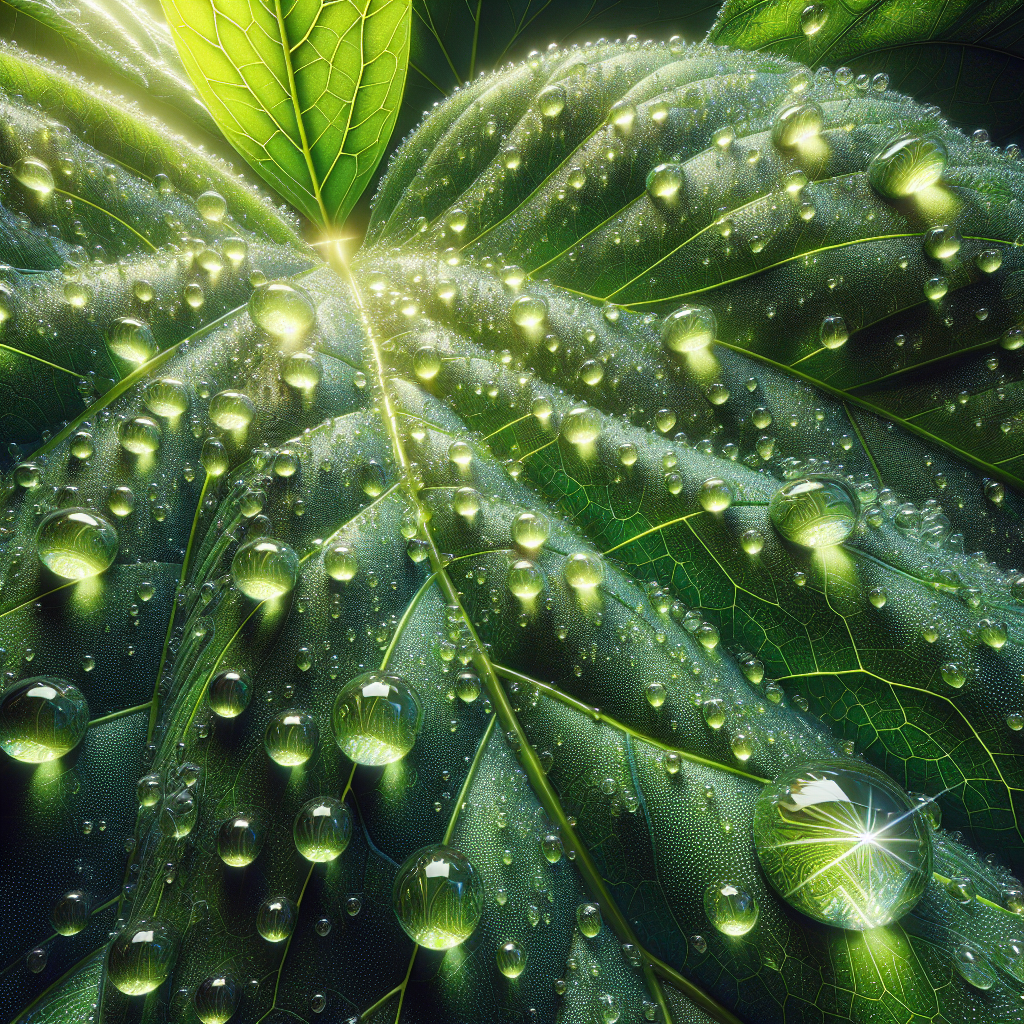 Leaf, dew, water drops (leaf, waterdrop, aiart)