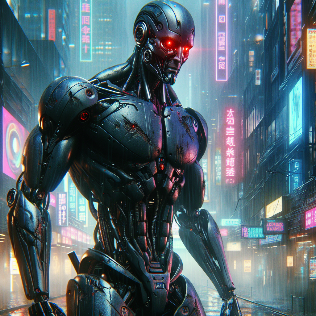 Robot in the city, cyberpunk (robot, cyberpunk, aiart)