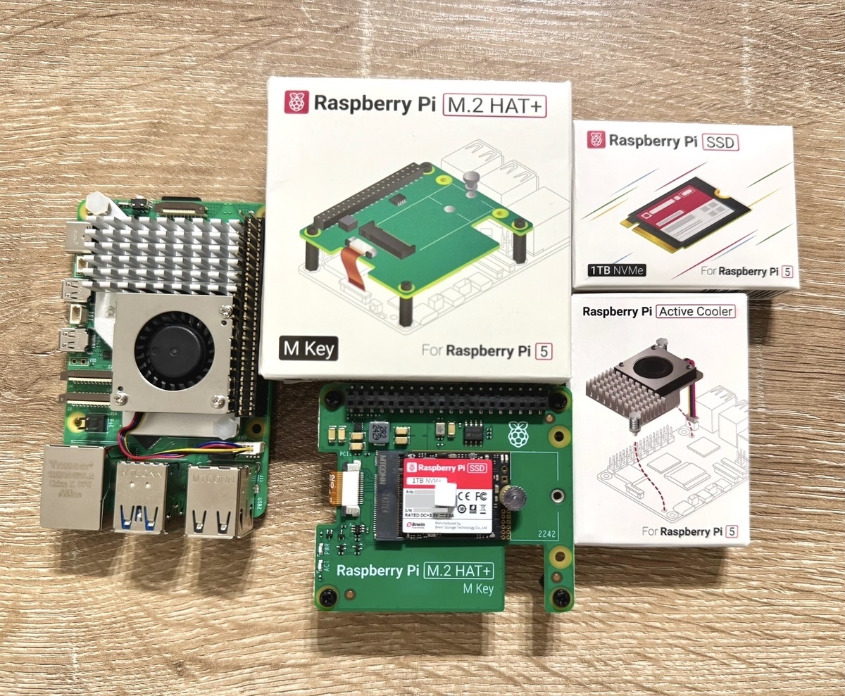 Raspberry Pi 5, Raspberry Pi M.2 HAT+, Raspberry Pi SSD, Raspberry Pi Active Cooler